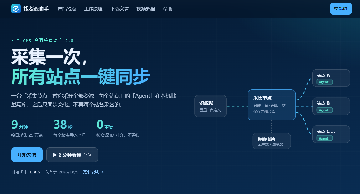 ​找资源助手｜苹果CMS采集同步工具